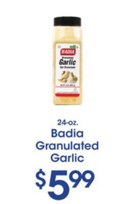Price Rite Badia granulated garlic offer