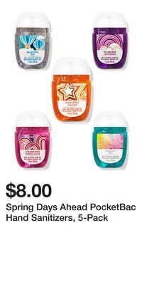 Bath & Body Works Spring days ahead pocketbac hand sanitizers, 5-pack offer