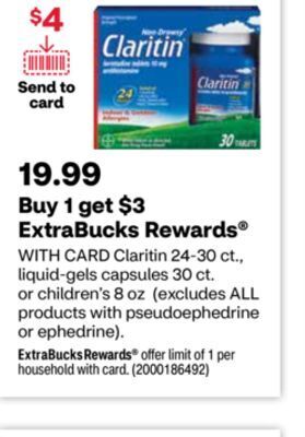 CVS Claritin 24-30 ct., liquid-gels capsules 30 ct. or children's 8 oz offer