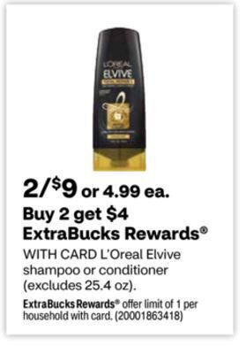 CVS L'oreal elvive shampoo or conditioner offer
