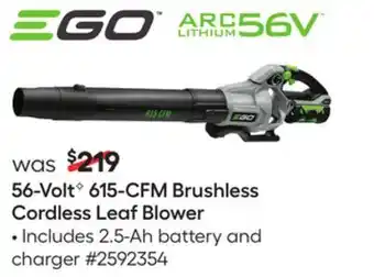 Lowe's 56-volt g 615-cfm brushless cordless leaf blower offer