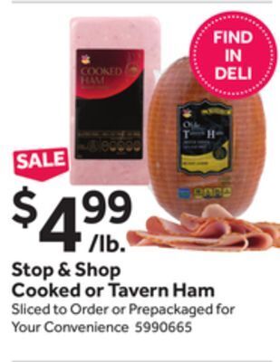 Stop&Shop Stop & shop cooked or tavern ham offer