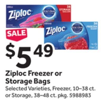 Stop&Shop Ziploc freezer or storage bags offer