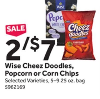 Stop&Shop Wise cheez doodles, popcorn or corn chips offer