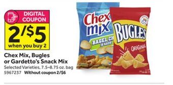 Stop&Shop Chex mix, bugles or gardetto's snack mix offer