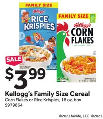 Stop&Shop Kellogg's family size cereal offer