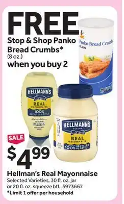 Stop&Shop Hellman's real mayonnaise offer