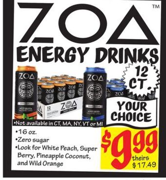 Ollie's Zoa™ energy drinks offer