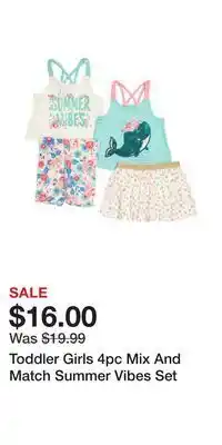 TJ Maxx Toddler girls 4pc mix and match summer vibes set offer