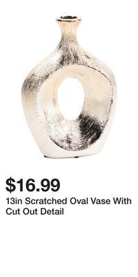 TJ Maxx 13in scratched oval vase with cut out detail offer