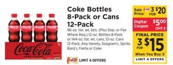 ShopRite Bottles 8-pack or cans 12-pack offer