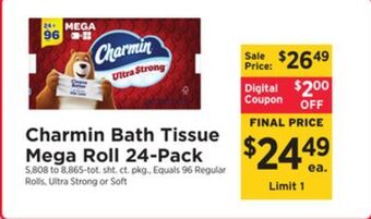 ShopRite Bath tissue mega roll 24-pack offer