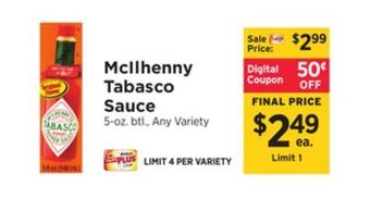 ShopRite Tabasco sauce offer