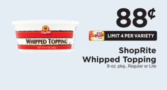 ShopRite Whipped topping offer