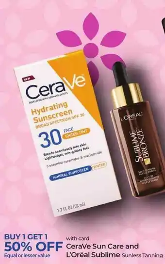 Rite Aid Cerave Sun Care And L'oréal Sublime Sunless Tanning offer