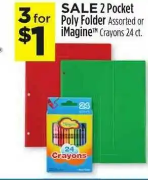 Dollar General 2 Pocket Poly Folder Or Imagine Crayons offer