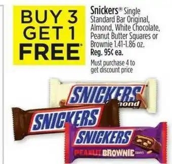 Dollar General Snickers Single Standard Bar Original, Almond, White Chocolate, Peanut Butter Squares Or Brownie offer