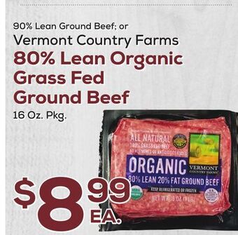 DeCicco & Sons Vermont country farms 80% lean organic grass fed ground beef offer