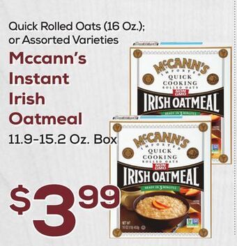 DeCicco & Sons Mccann's instant irish oatmeal 11.9-15.2 oz. box offer