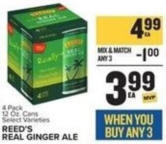 Food Lion 4 Pack 12 Oz. Cans Select Varieties REED'S REAL GINGER ALE offer