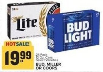 Food Lion 24 Pack 12 Oz. Cans Select Varieties BUD, MILLER OR COORS offer