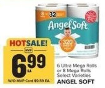 Food Lion 6 Ultra Mega Rolls or 8 Mega Rolls Select Varieties ANGEL SOFT offer
