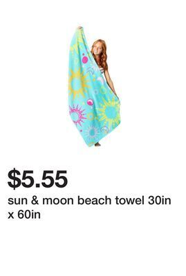 Five Below Sun & moon beach towel 30in x 60in offer
