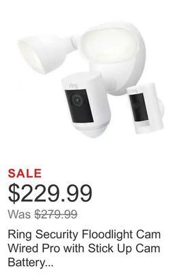 Costco Ring security floodlight cam wired pro with stick up cam battery (3rd gen) offer