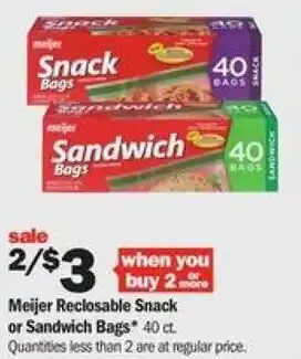 Meijer Meijer Reclosable Snack Or Sandwich Bags offer
