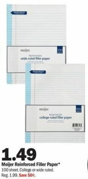 Meijer Meijer Reinforced Filler Paper offer