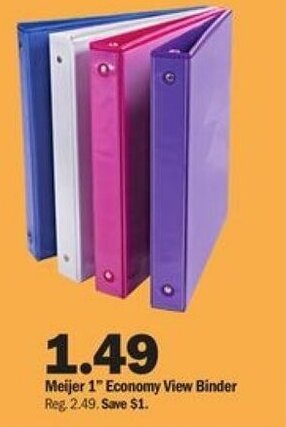 Meijer Meijer 1" Economy View Binder offer