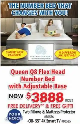 Quenn Q8 Flex Head Number Bed With Adjustable Base