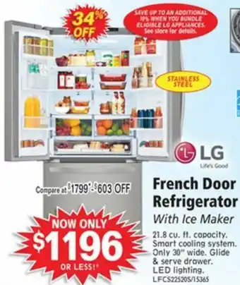 ABC Warehouse French Door Refrigerator offer