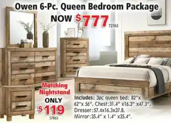 ABC Warehouse Owen 6-Pc Queen Bedroom Package offer