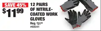 12 Pairs Of Nitrile Coated Work Gloves