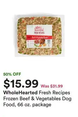 Petco Fresh recipes frozen beef & vegetables dog food, 66 oz. package offer