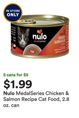 Petco Medalseries chicken & salmon recipe cat food, 2.8 oz. can offer