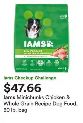 Petco Minichunks chicken & whole grain recipe dog food, 30 lb. bag offer