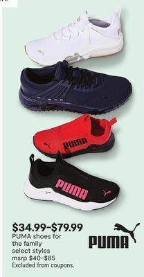 JC Penney Puma shoes for the family offer
