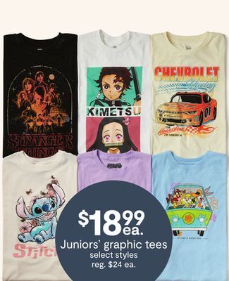 JC Penney Juniors' graphic tees offer