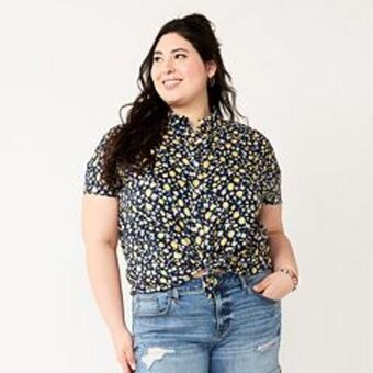 Kohl's Juniors' plus size so® button-front short sleeve shirt offer
