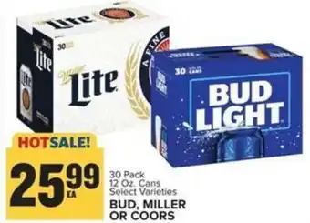 Food Lion 12 Oz. Cans Select Varieties BUD, MILLER OR COORS 30 Pack offer