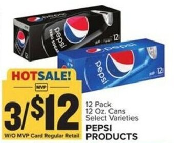 Food Lion 12 Pack 12 Oz. Cans Select Varieties PEPSI PRODUCTS offer