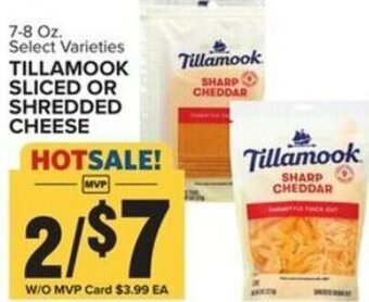 Food Lion 7-8 Oz. Select Varieties TILLAMOOK SLICED OR SHREDDED CHEESE offer