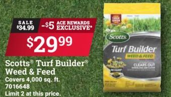 Ace Hardware Scotts turf builder® weed & feed offer