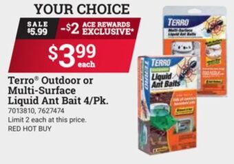 Ace Hardware Terro® outdoor or multi-surface liquid ant bait 4/pk. offer