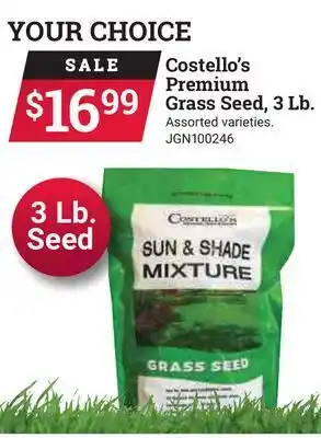 Ace Hardware Costello's premium grass seed, 3 lb. offer
