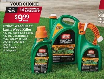 Ace Hardware Ortho® weedclear® lawn weed killer offer