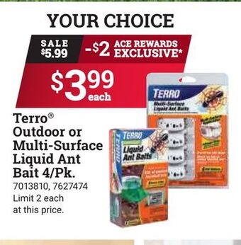 Ace Hardware Terro® outdoor or multi-surface liquid ant bait 4/pk. offer