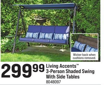 Ace Hardware Living accents™ 3-person shaded swing with side tables offer